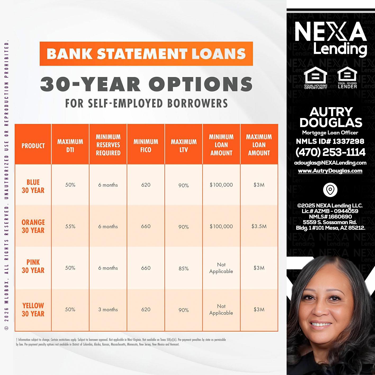 30 YEARS OPTIONS - Autry Douglas -Mortgage Loan Originator