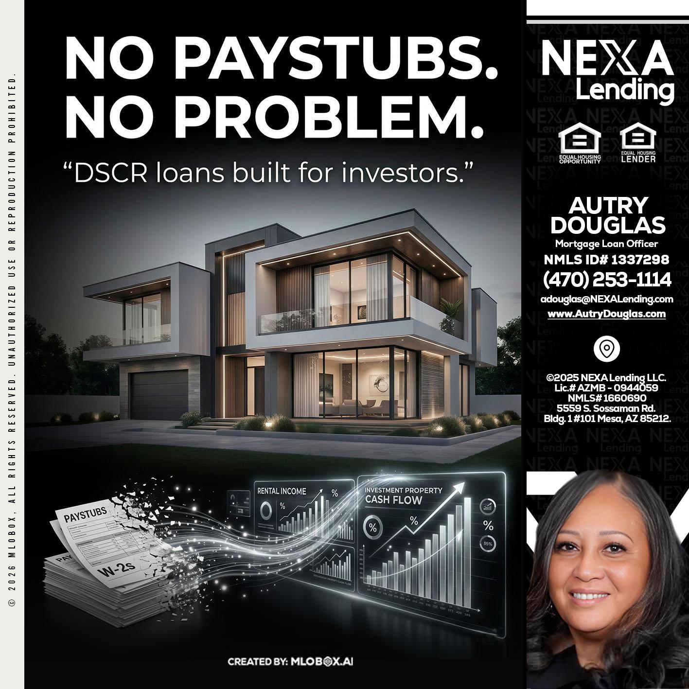 no paystub - Autry Douglas -Mortgage Loan Originator