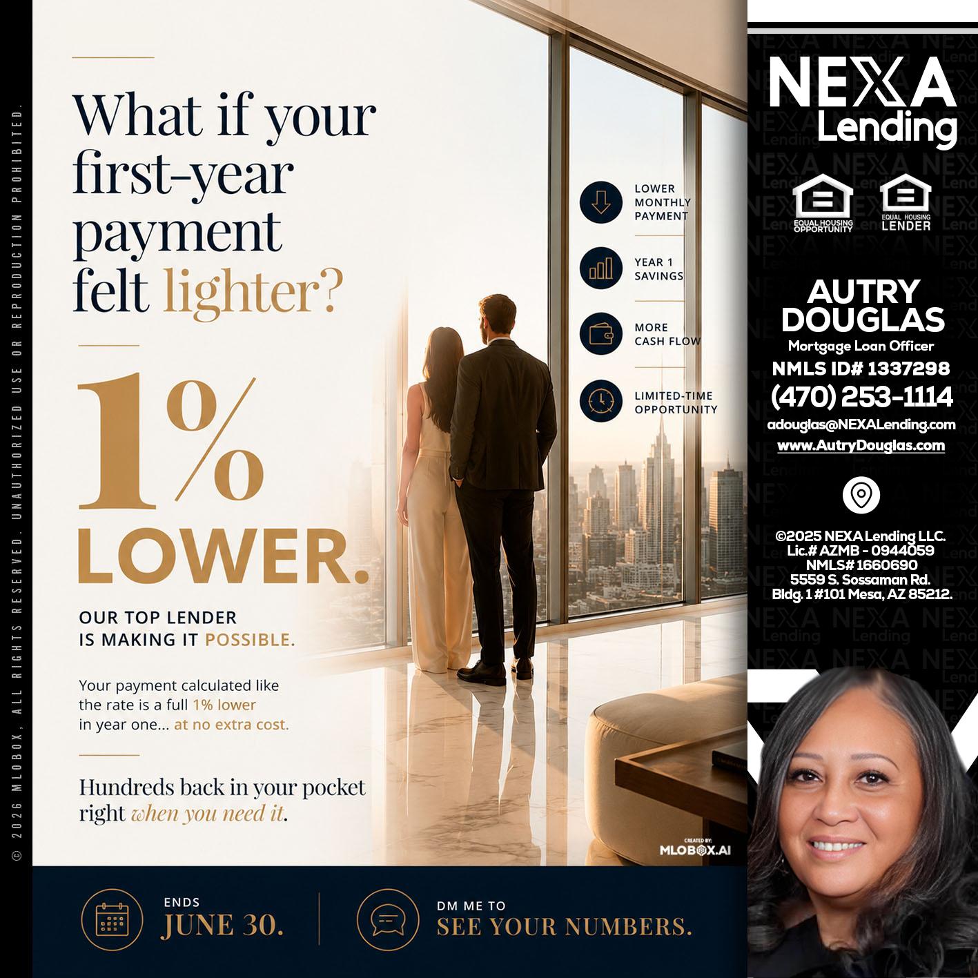 1% lower - Autry Douglas -Mortgage Loan Originator