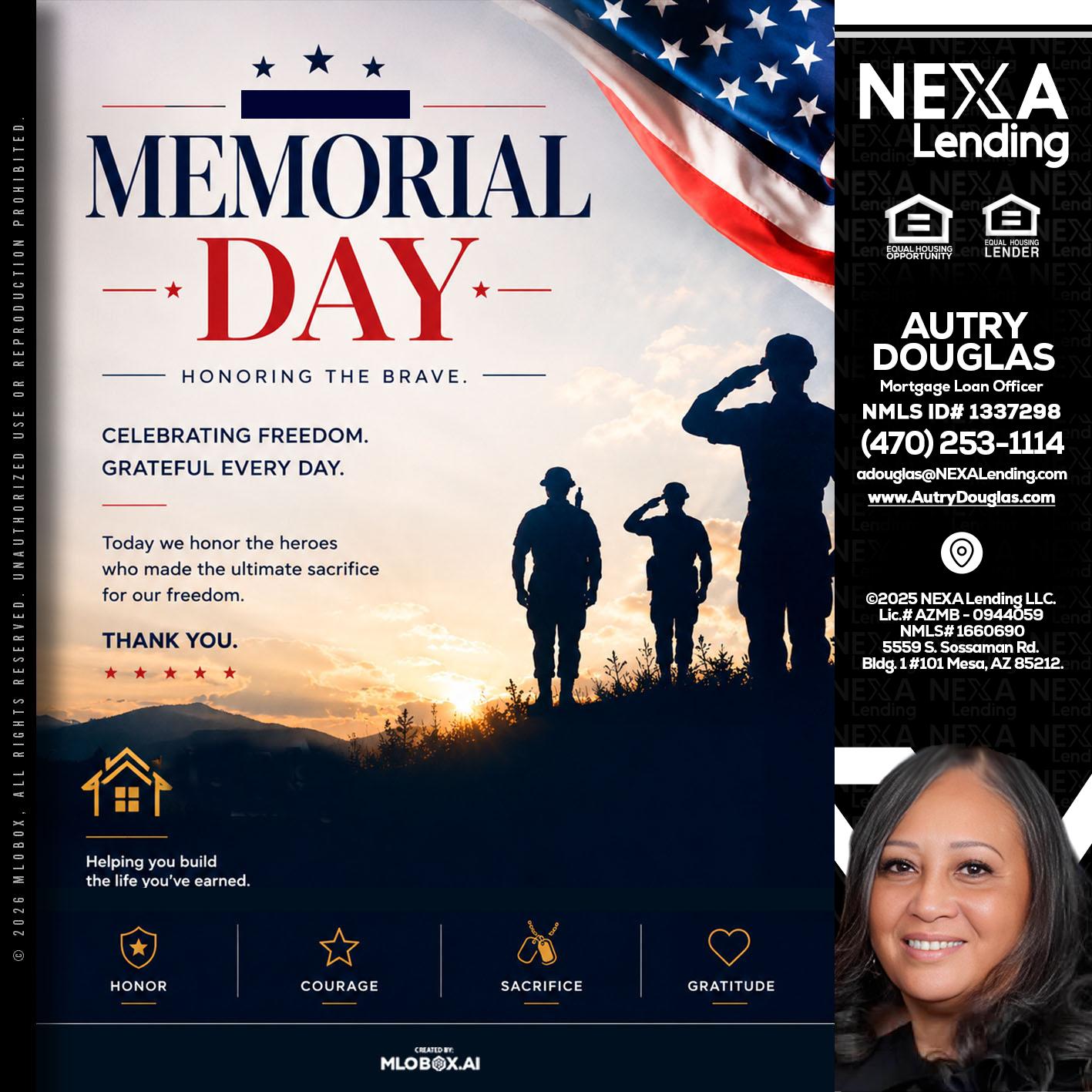 MEMORIAL DAY - Autry Douglas -Mortgage Loan Originator