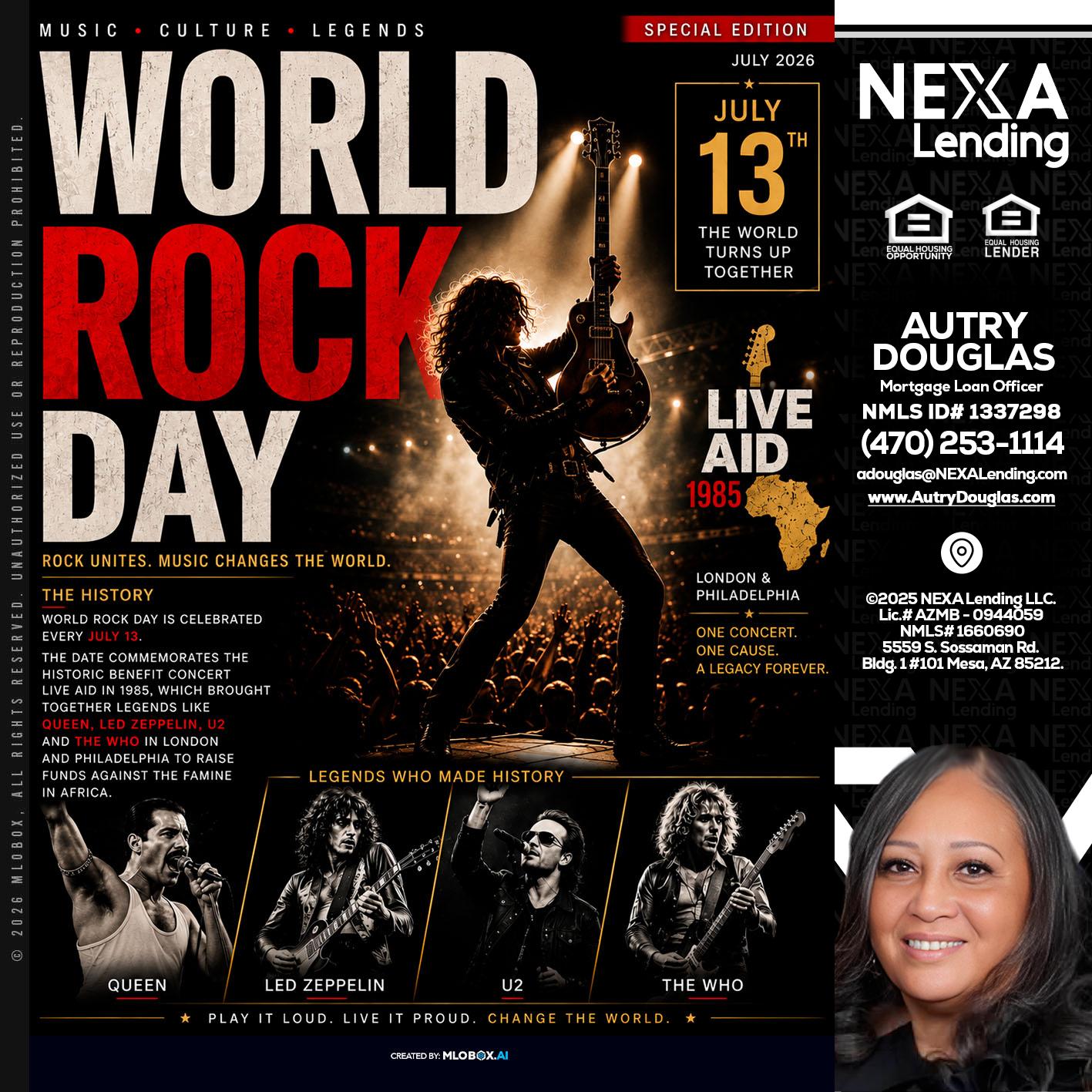 WORLD ROCK MUSIC DAY - Autry Douglas -Mortgage Loan Originator