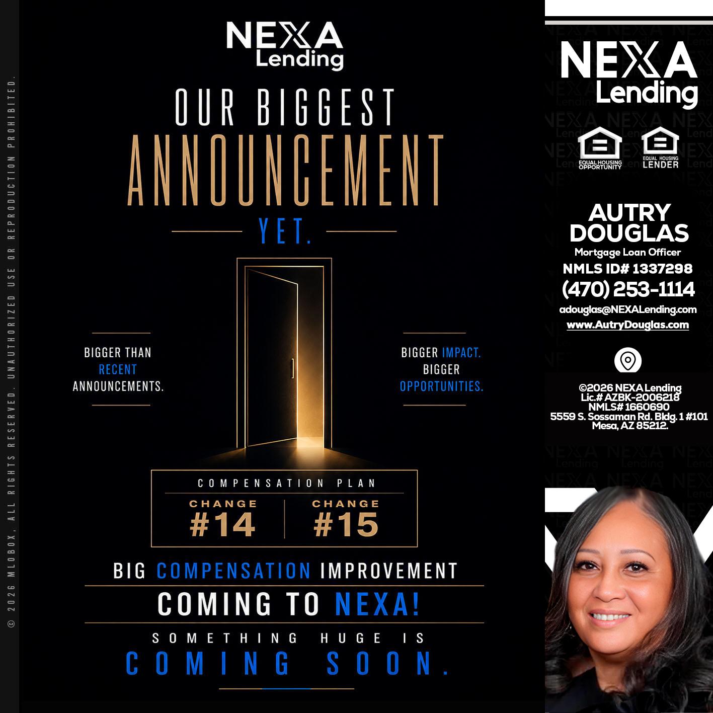 ANNOUNCEMENT - Autry Douglas -Mortgage Loan Originator